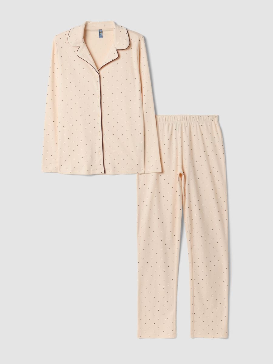 Cream white pure cotton crew-neck pyjamas_4
