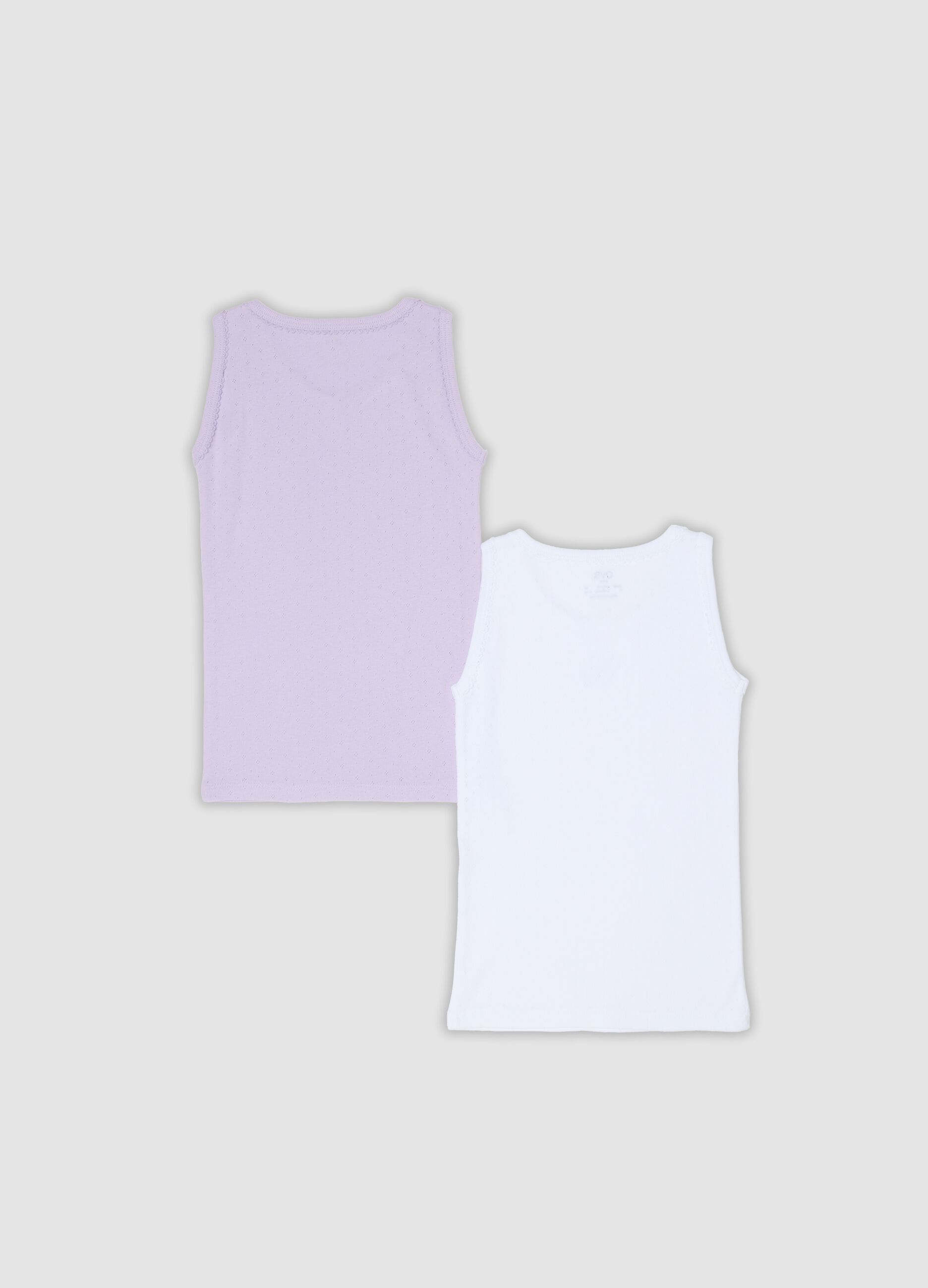 2-pack purple and white organic cotton vests, regular fit