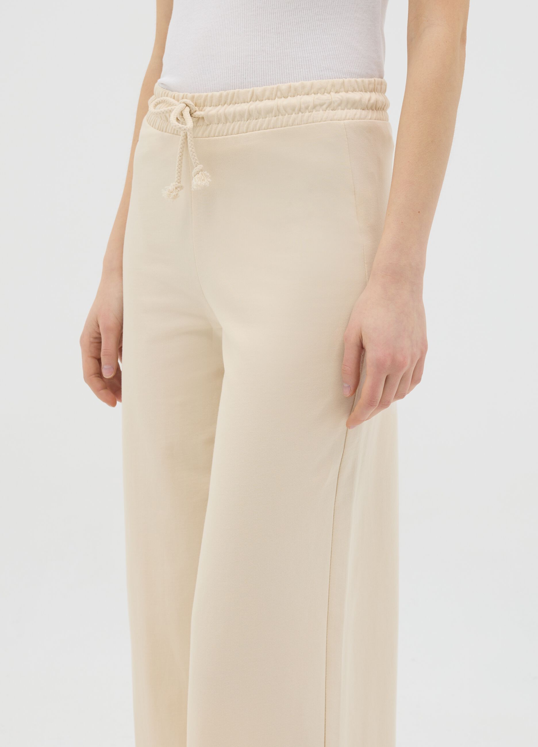 Wide-leg joggers in fleece