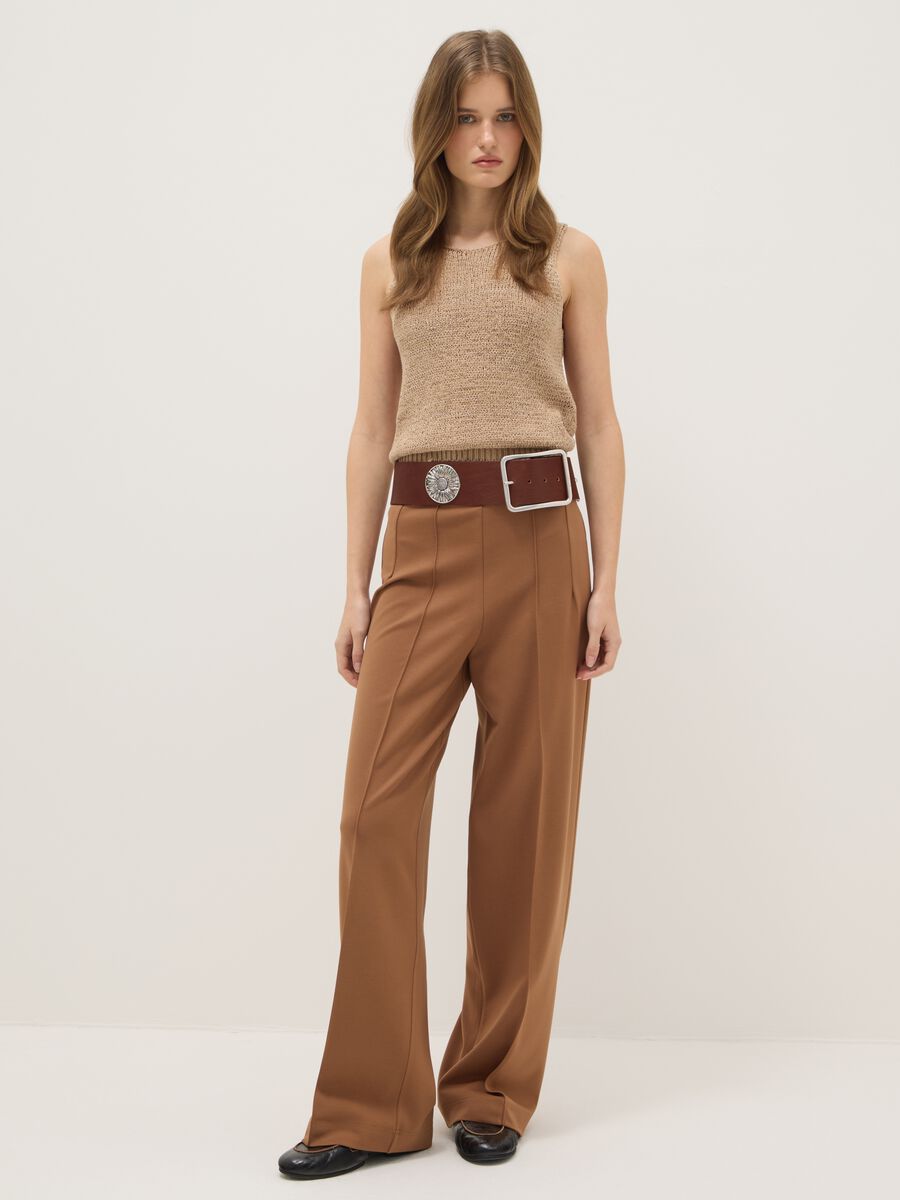 Brown Flare Fit Leggings_0