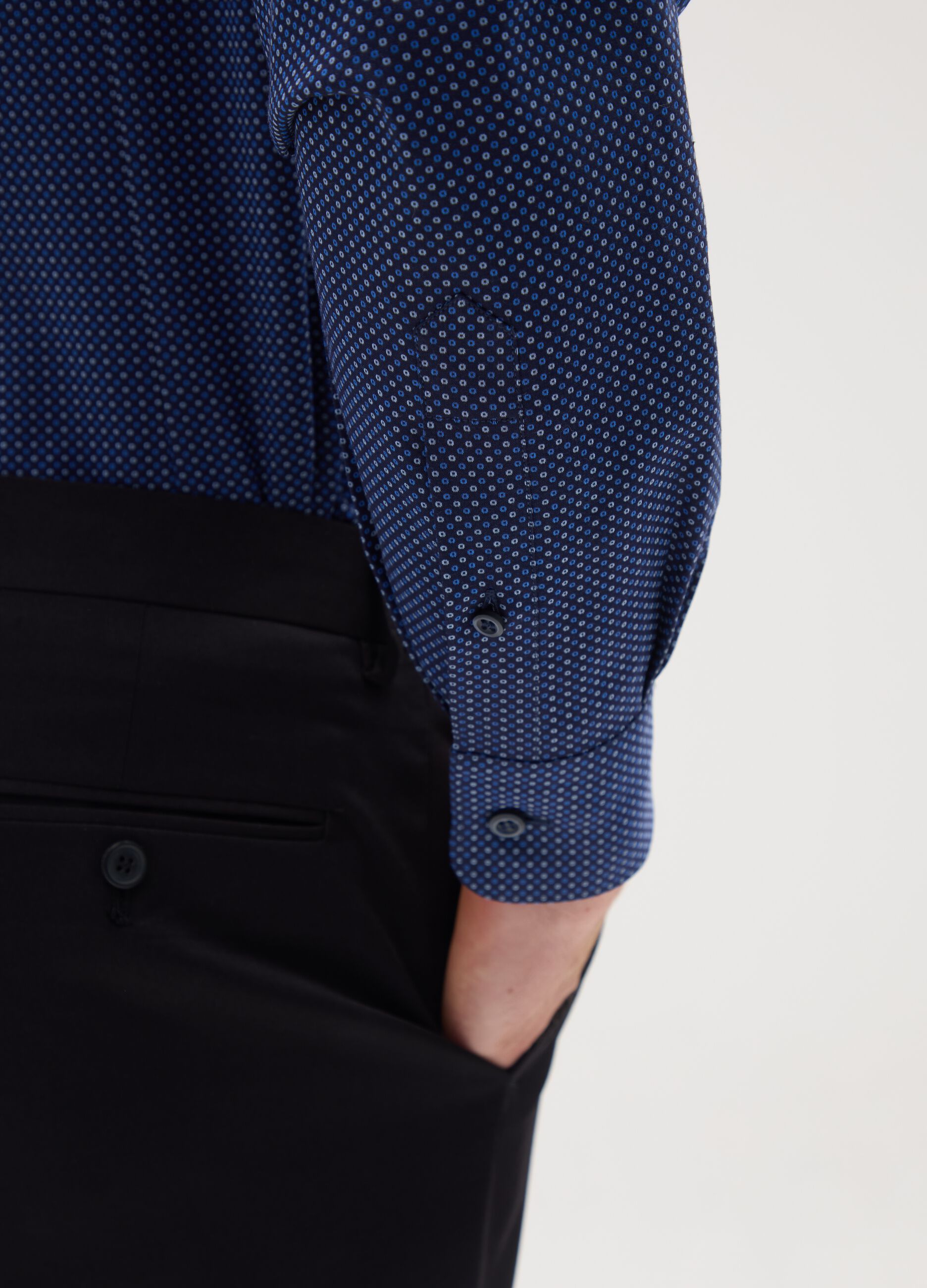 Slim fit blue pure cotton shirt