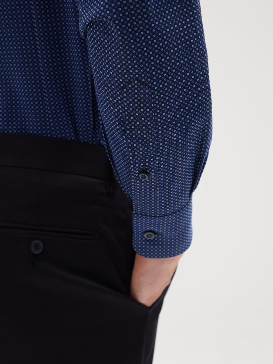 Slim fit blue pure cotton shirt_3