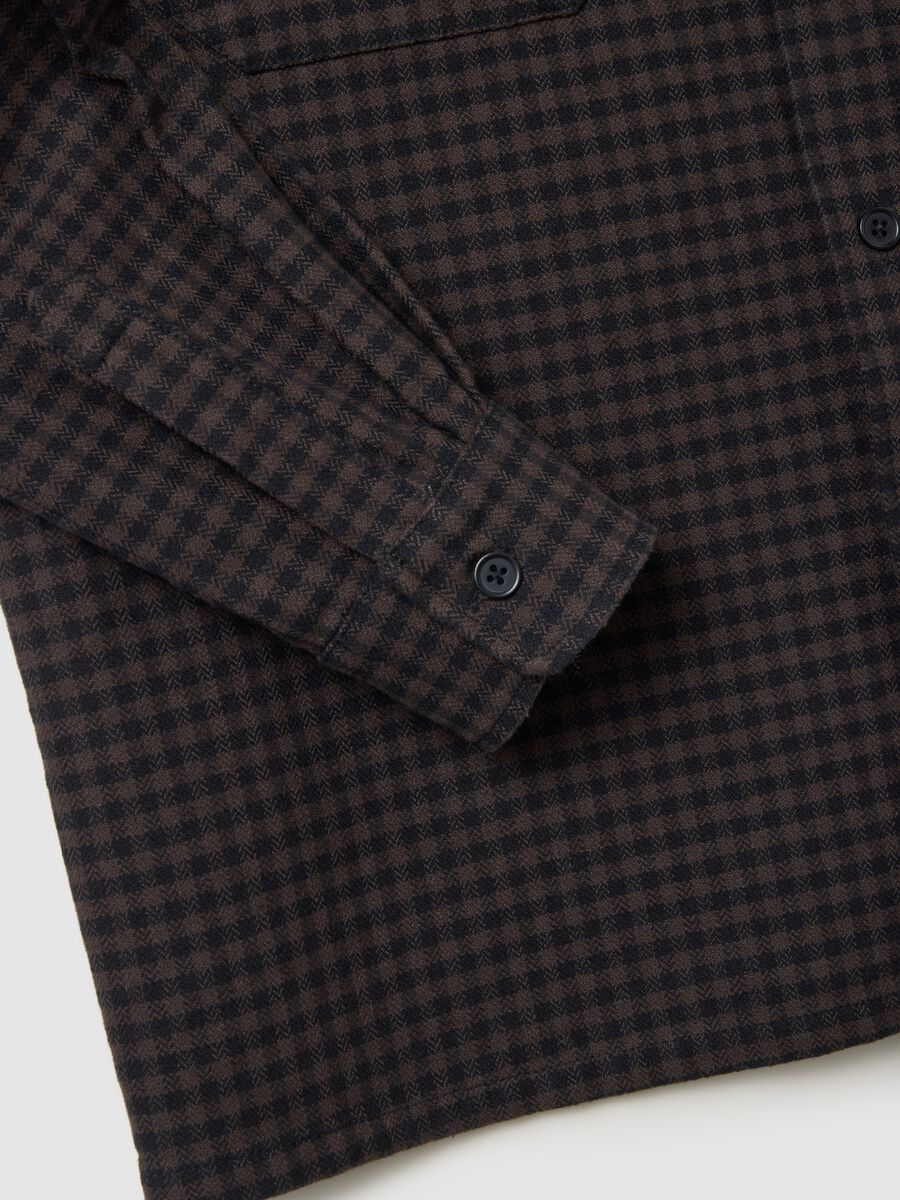 Camicia a quadri marrone in puro cotone e flanella con regular fit_5