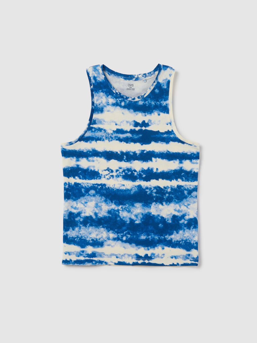 Blue and white striped cotton tank top_3