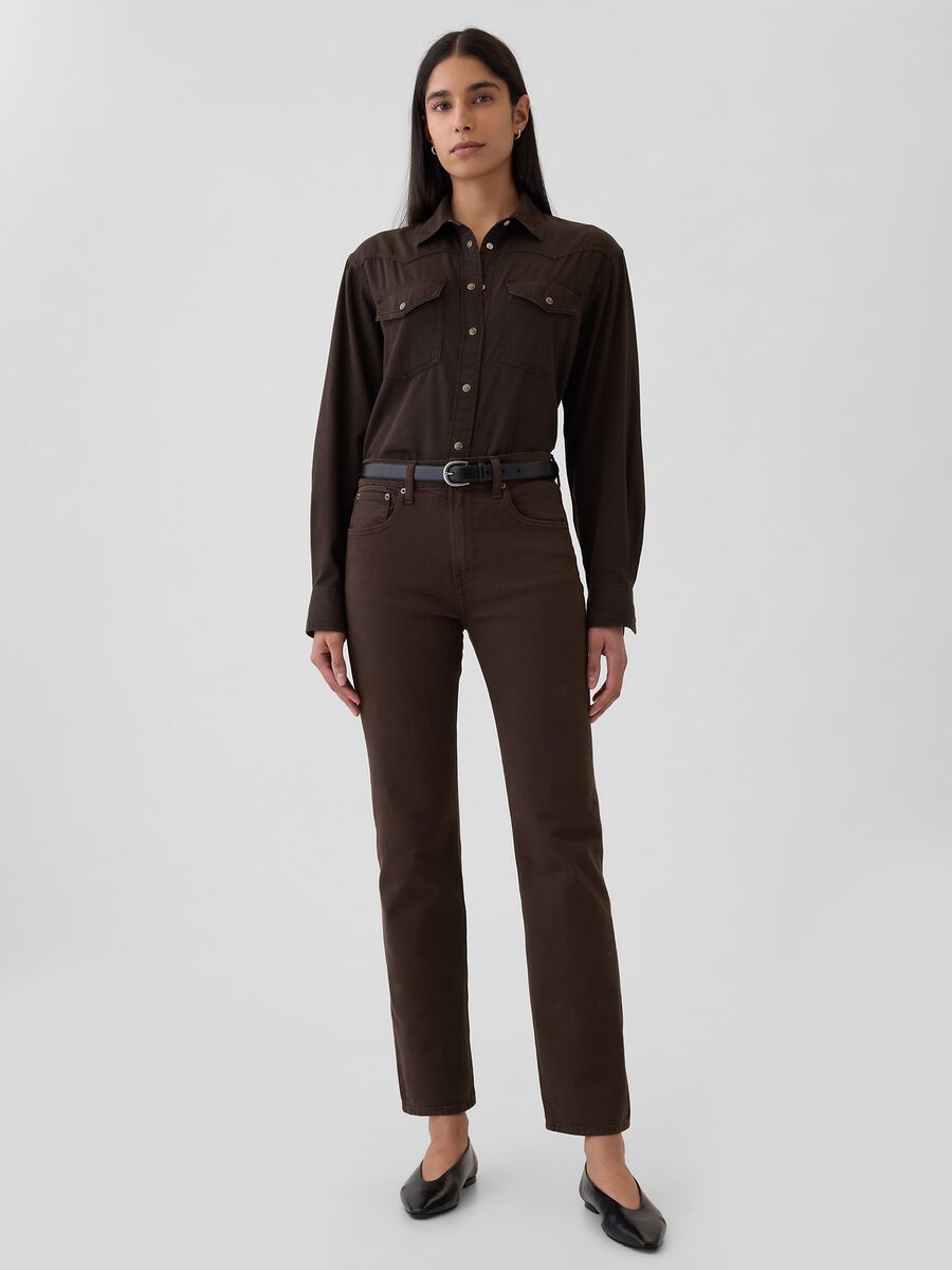 Straight-fit trousers in stretch cotton_0