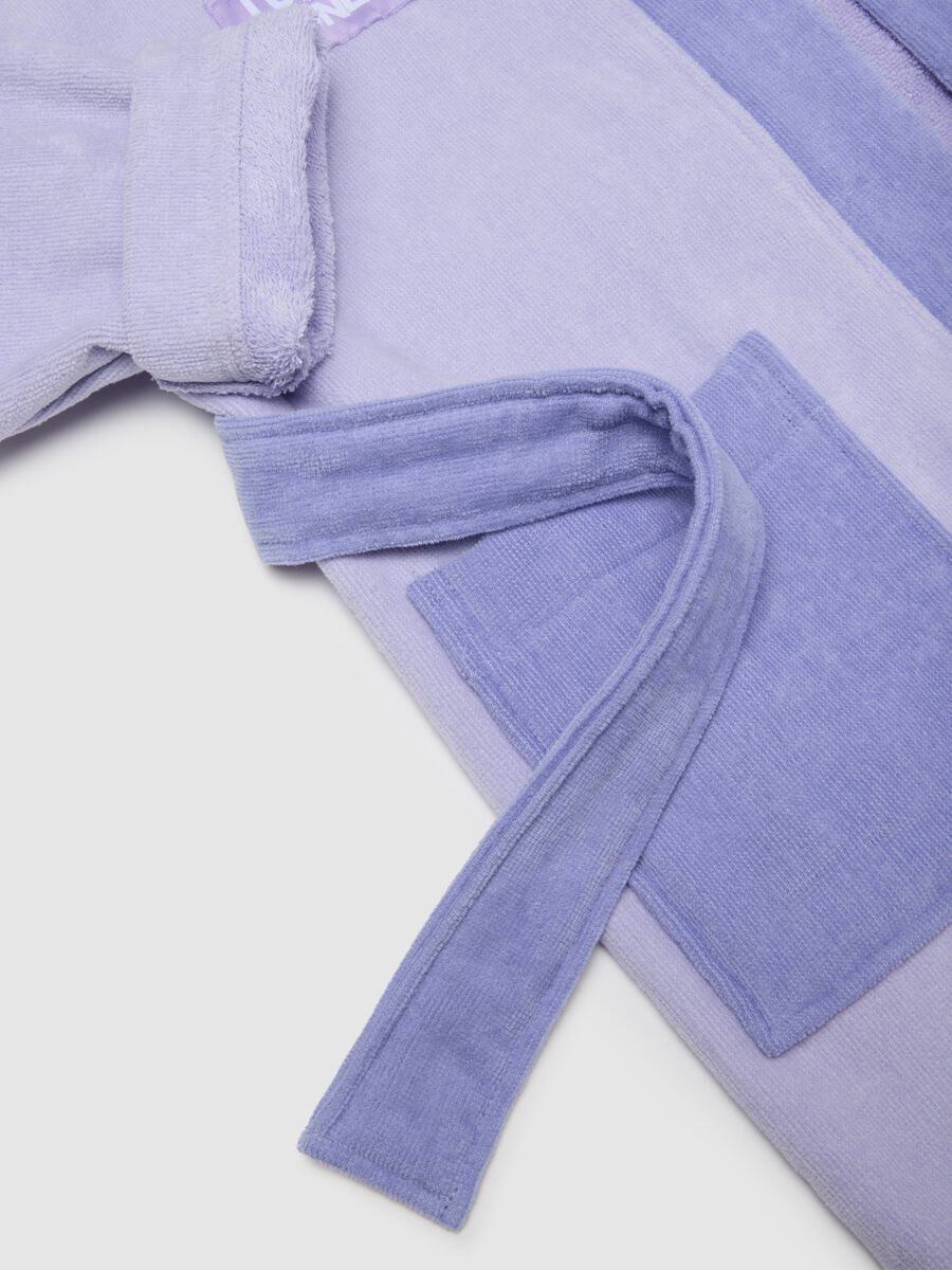 Purple hooded bathrobe for girls in pure cotton with print_3