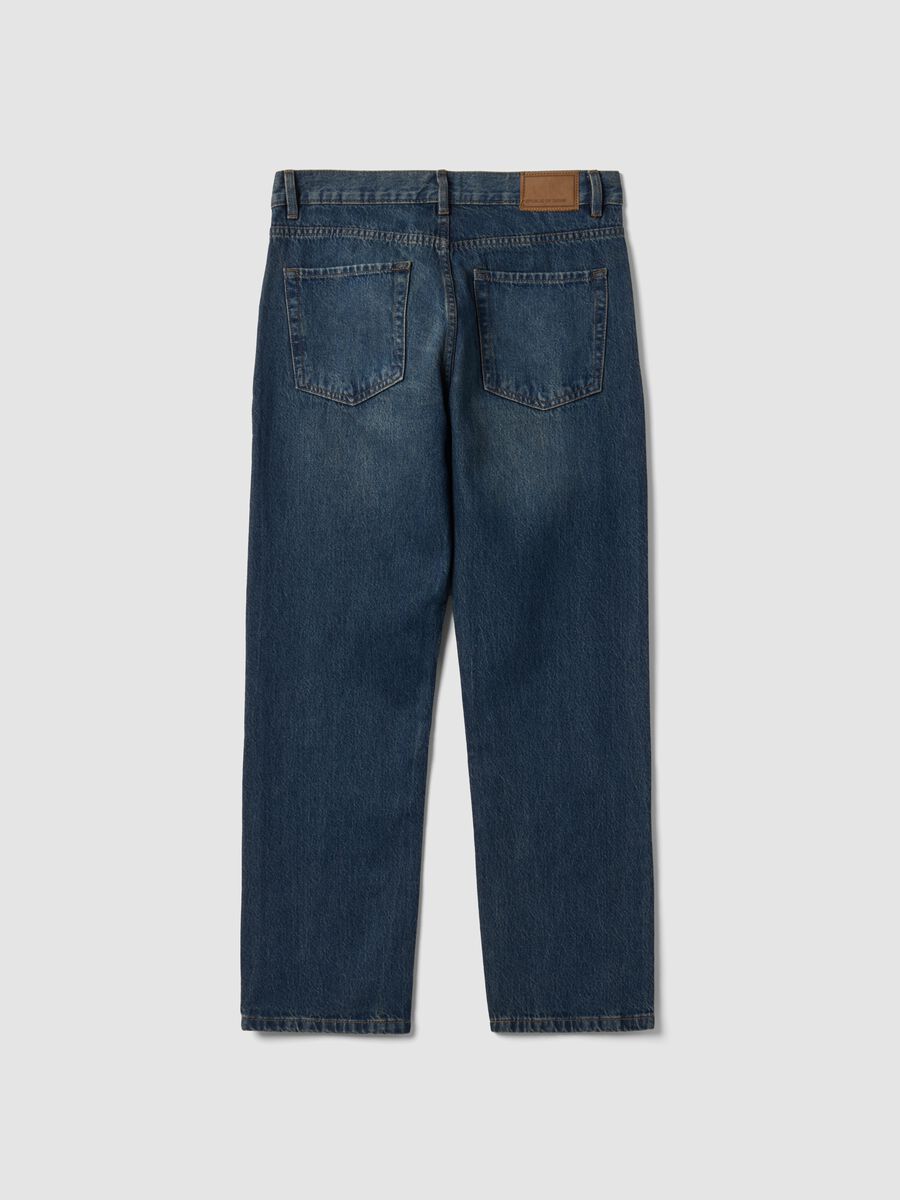 Jeans denim blu in puro cotone straight fit_2