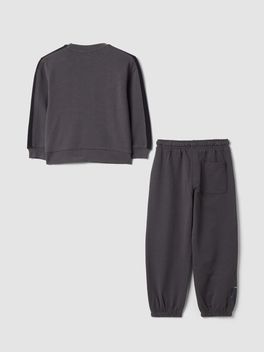 Grey pure cotton tracksuit with crew-neck sweatshirt_1