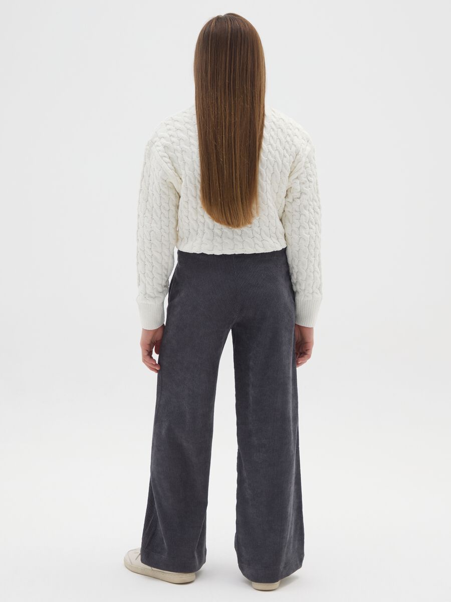 Girls' grey corduroy trousers with relaxed fit_1