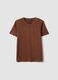 Brown pure linen short-sleeve regular-fit T-shirt_0