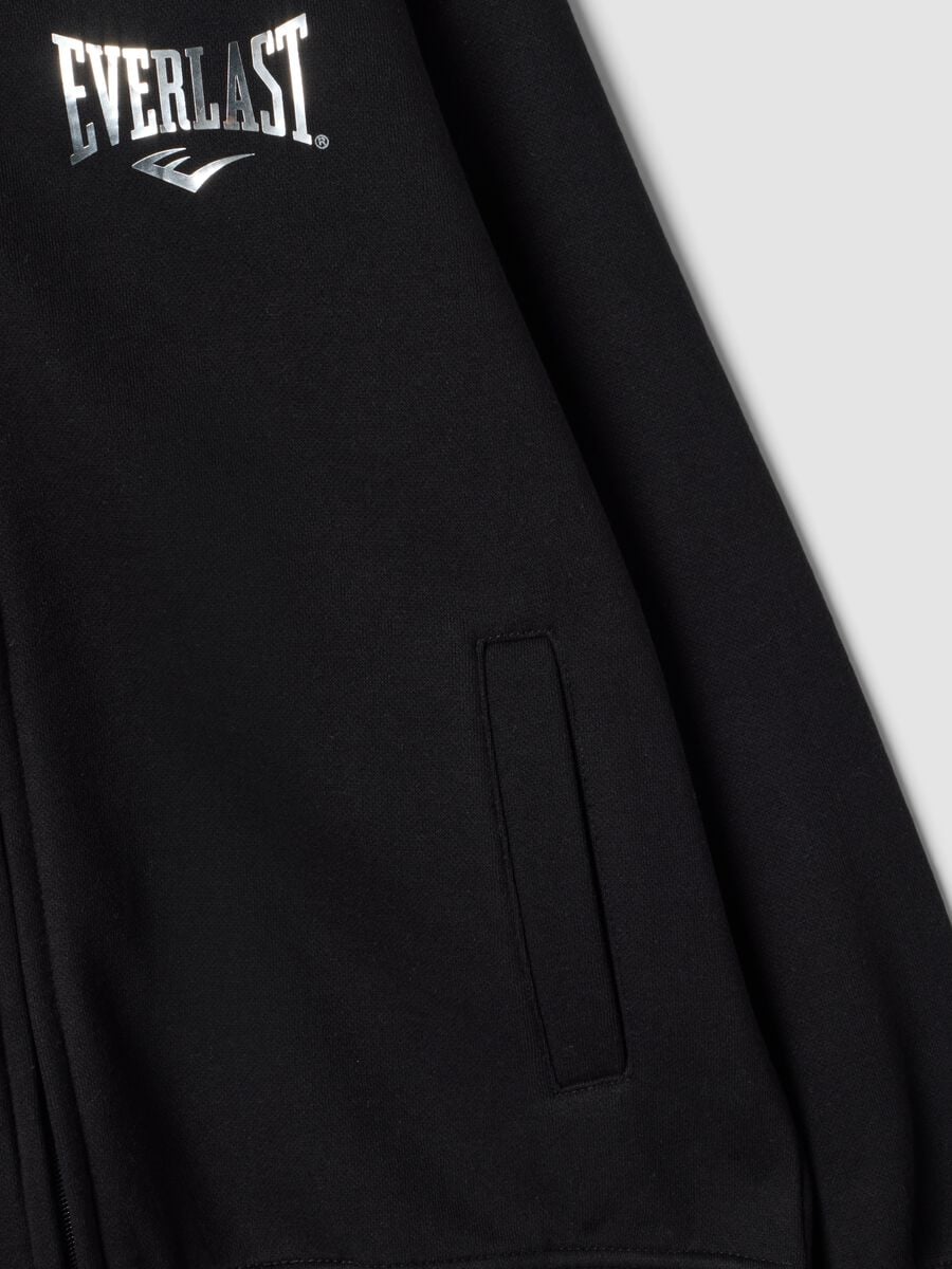 Girls&rsquo; black cotton-blend zip hoodie, regular fit_4