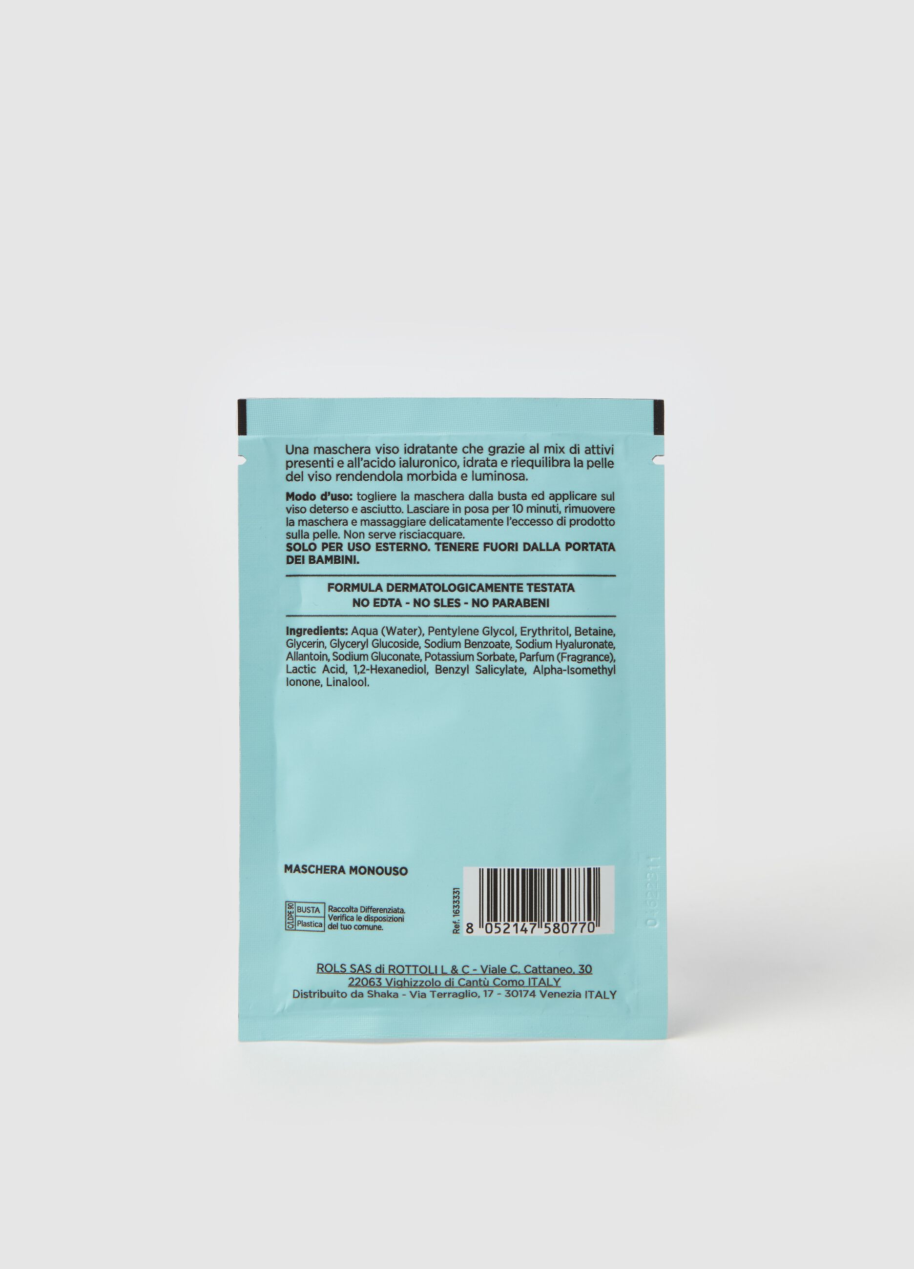 Fabric mask with hyaluronic acid