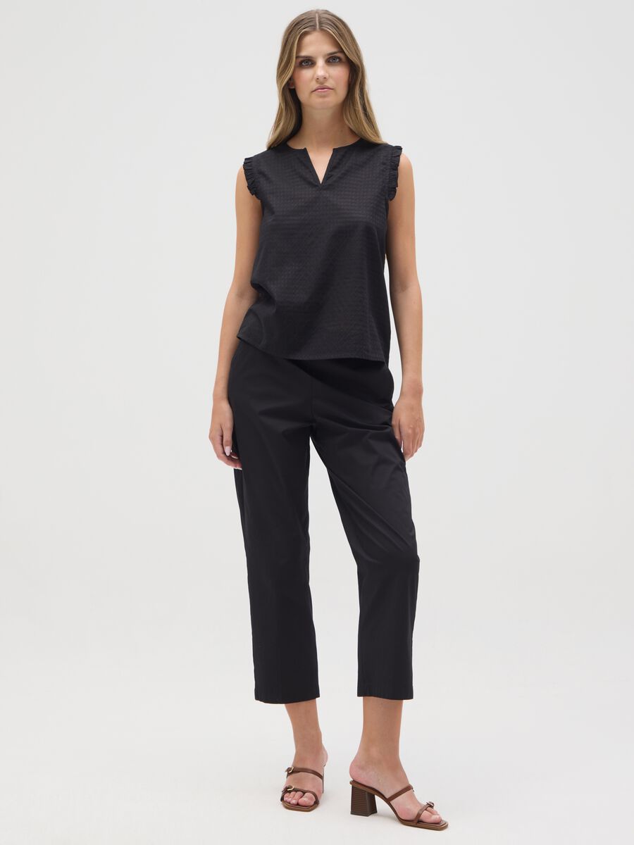 Women's pure cotton black top regular fit_1