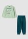 Green long dinosaur print crew-neck pyjamas_0