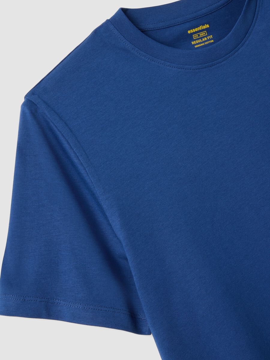 Short sleeve blue pure cotton regular fit t-shirt_5