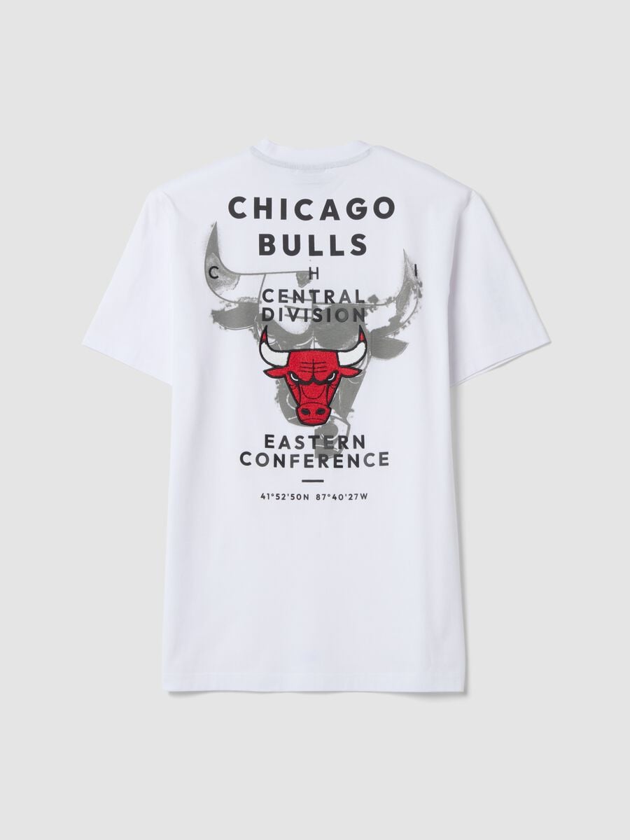 White pure cotton T-shirt with Chicago Bulls print_2
