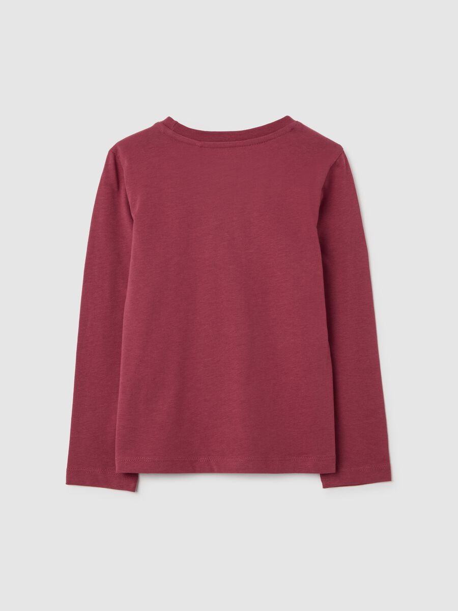 Girls' pure red cotton regular fit top with stars_1