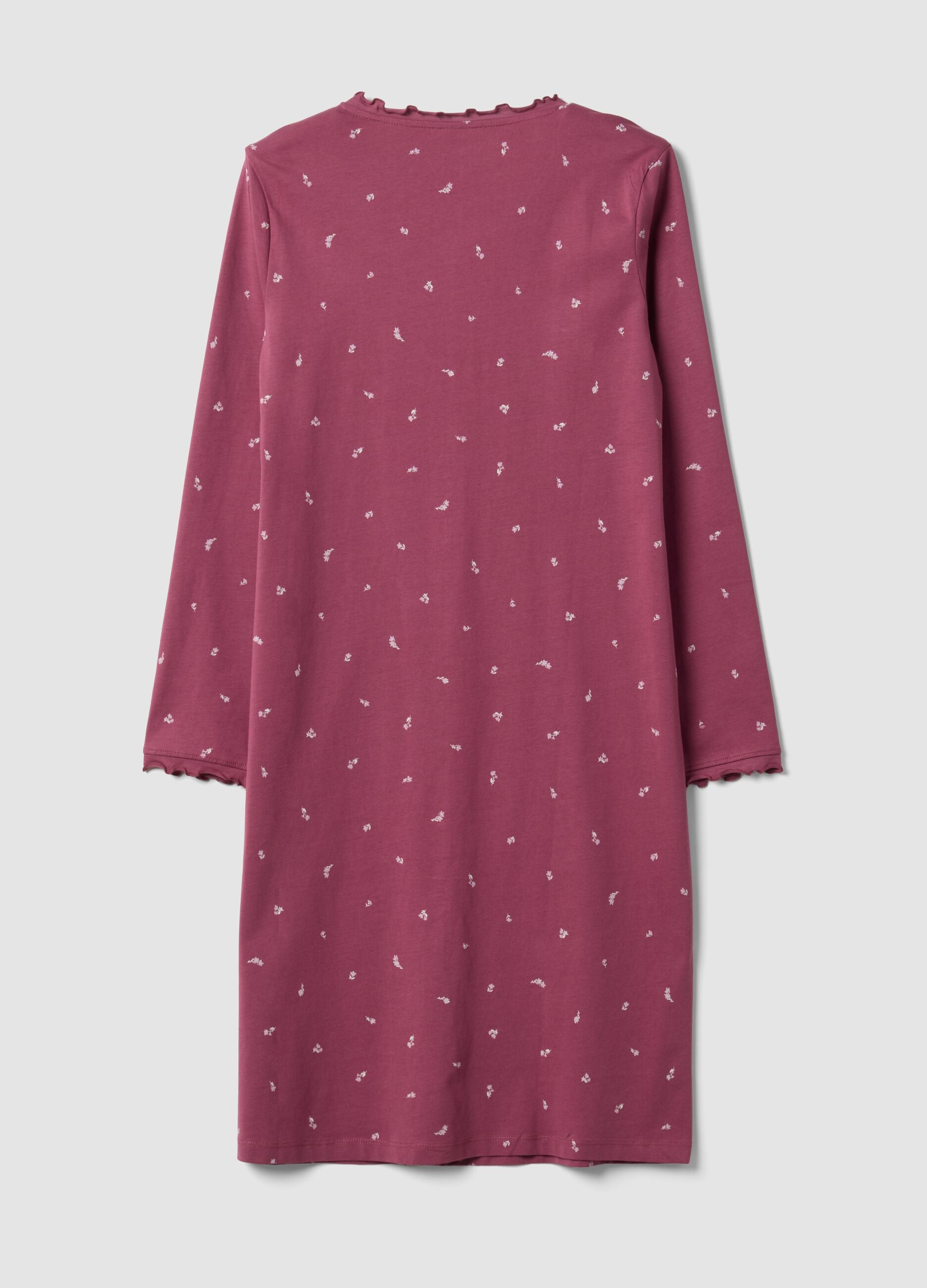 Purple organic cotton nightdress with crew neck