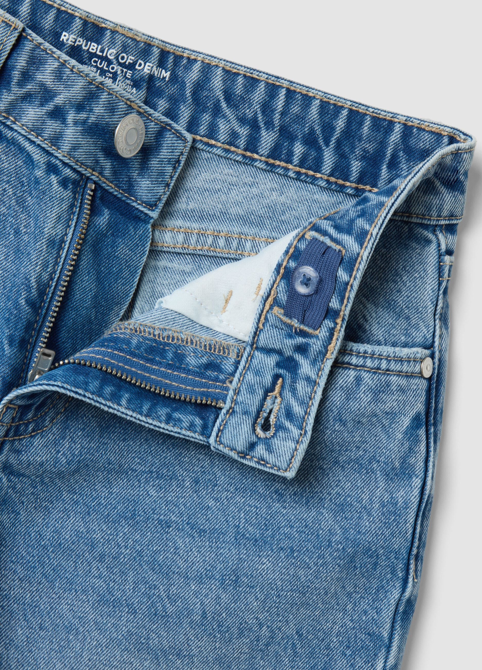 Pure cotton denim culotte jeans for girls