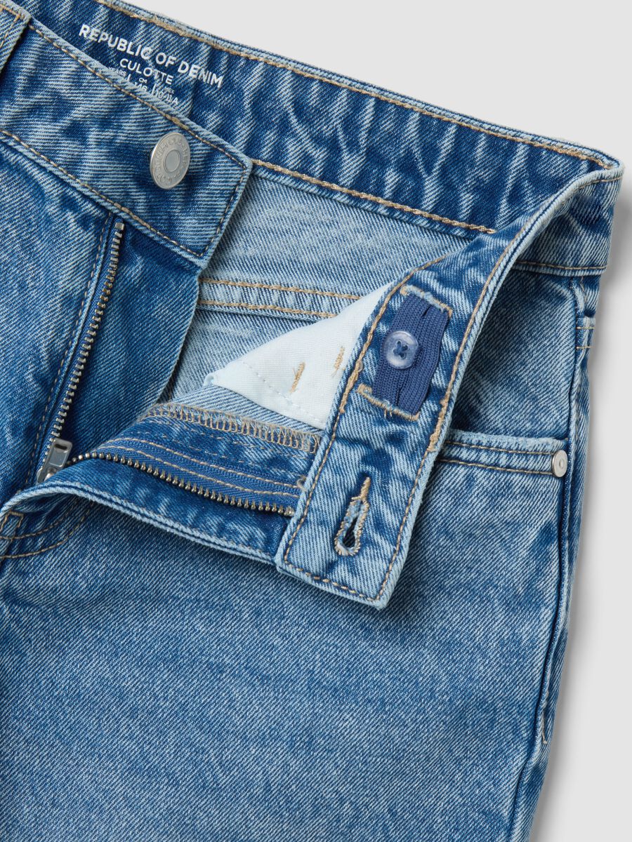 Pure cotton denim culotte jeans for girls_4