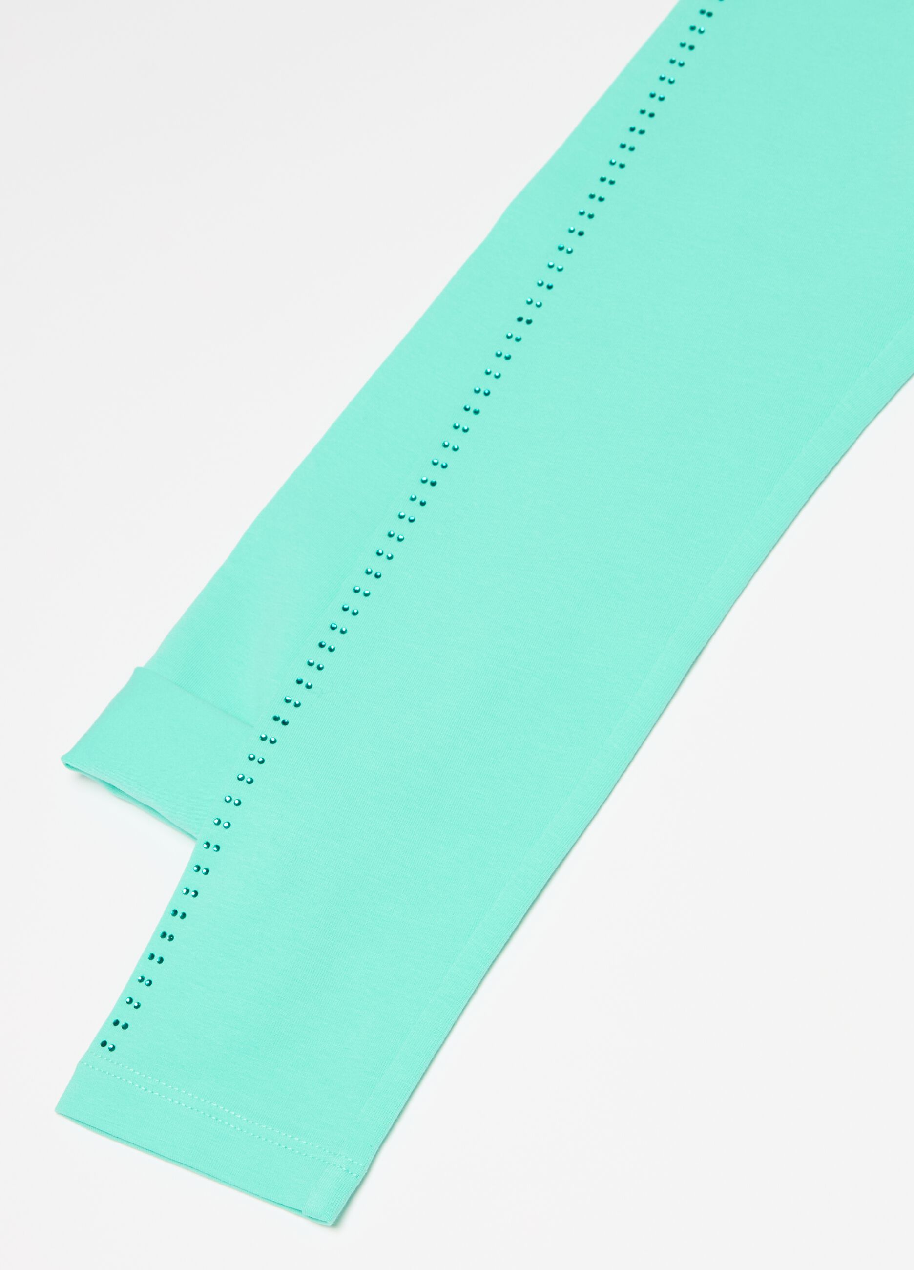Leggings in cotone stretch con strass