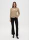 Beige striped regular fit V-neck jumper_1