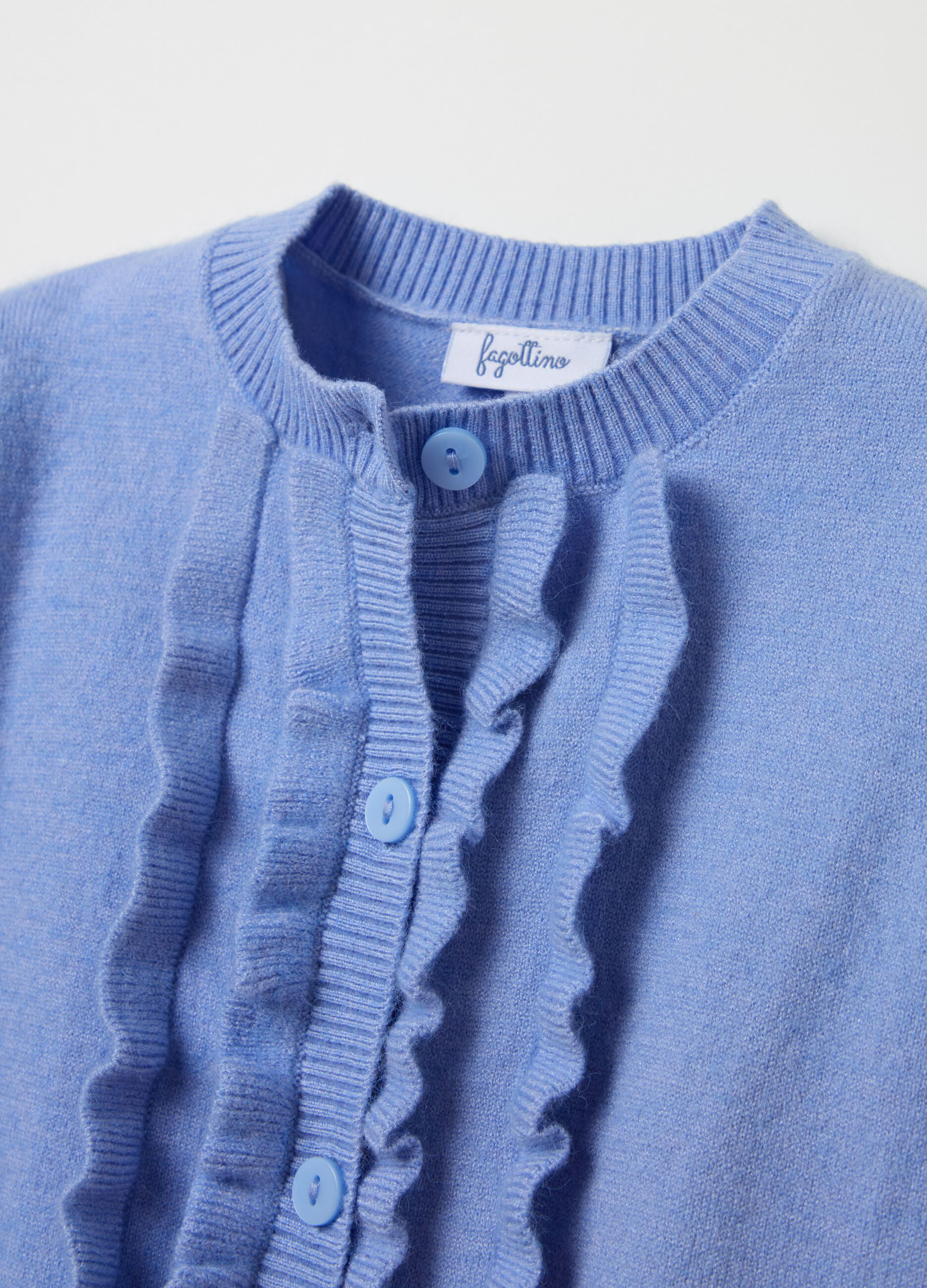 Cardigan with round neck and applications