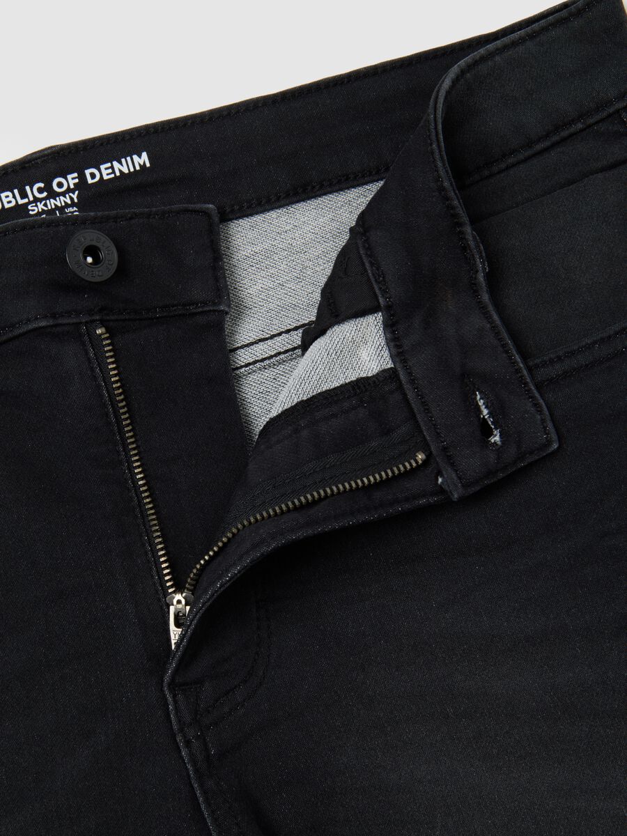 Black denim jeans in cotton blend skinny fit_5