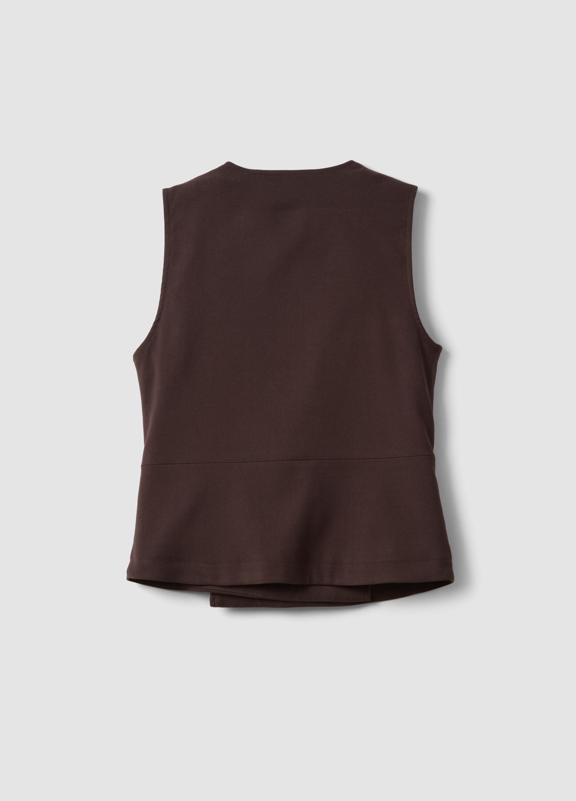 Brown stretch viscose waistcoat with belt