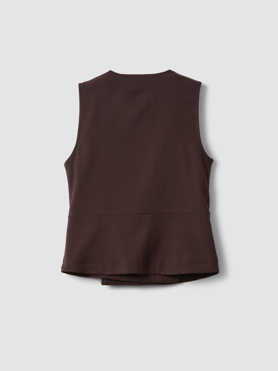 Gilet marrone in viscosa elasticizzata con cintura_2
