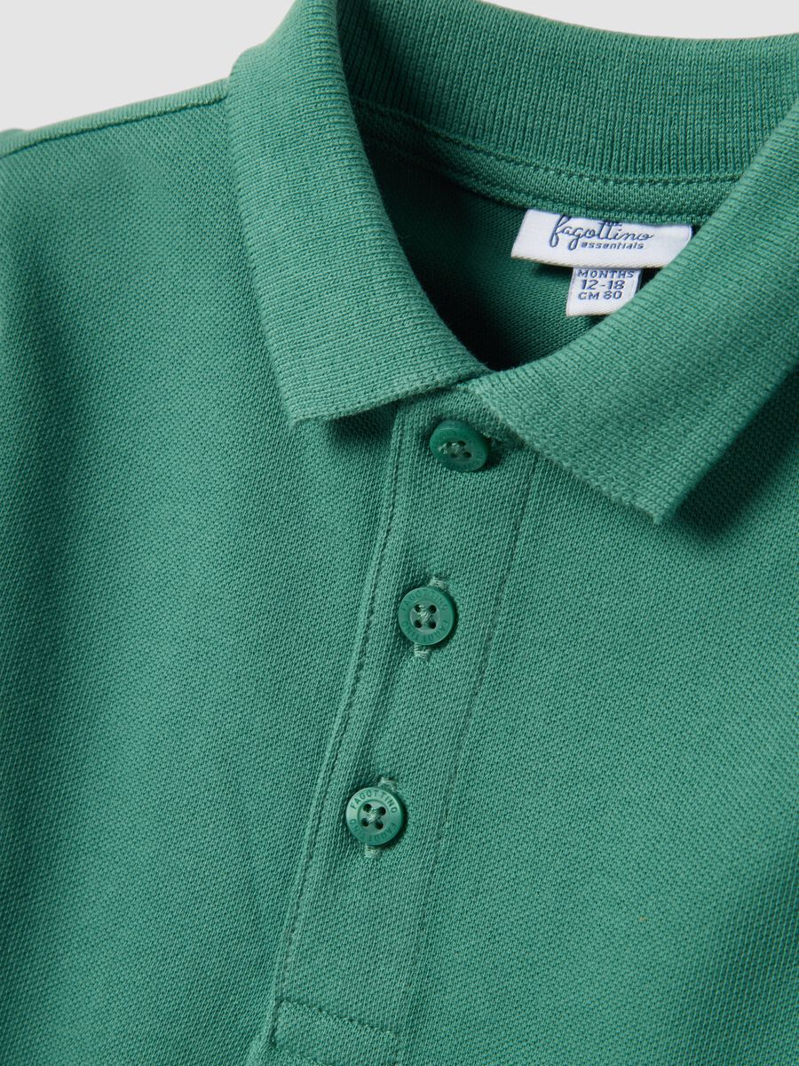 Polo in puro cotone organico verde da bimbo regular fit_2