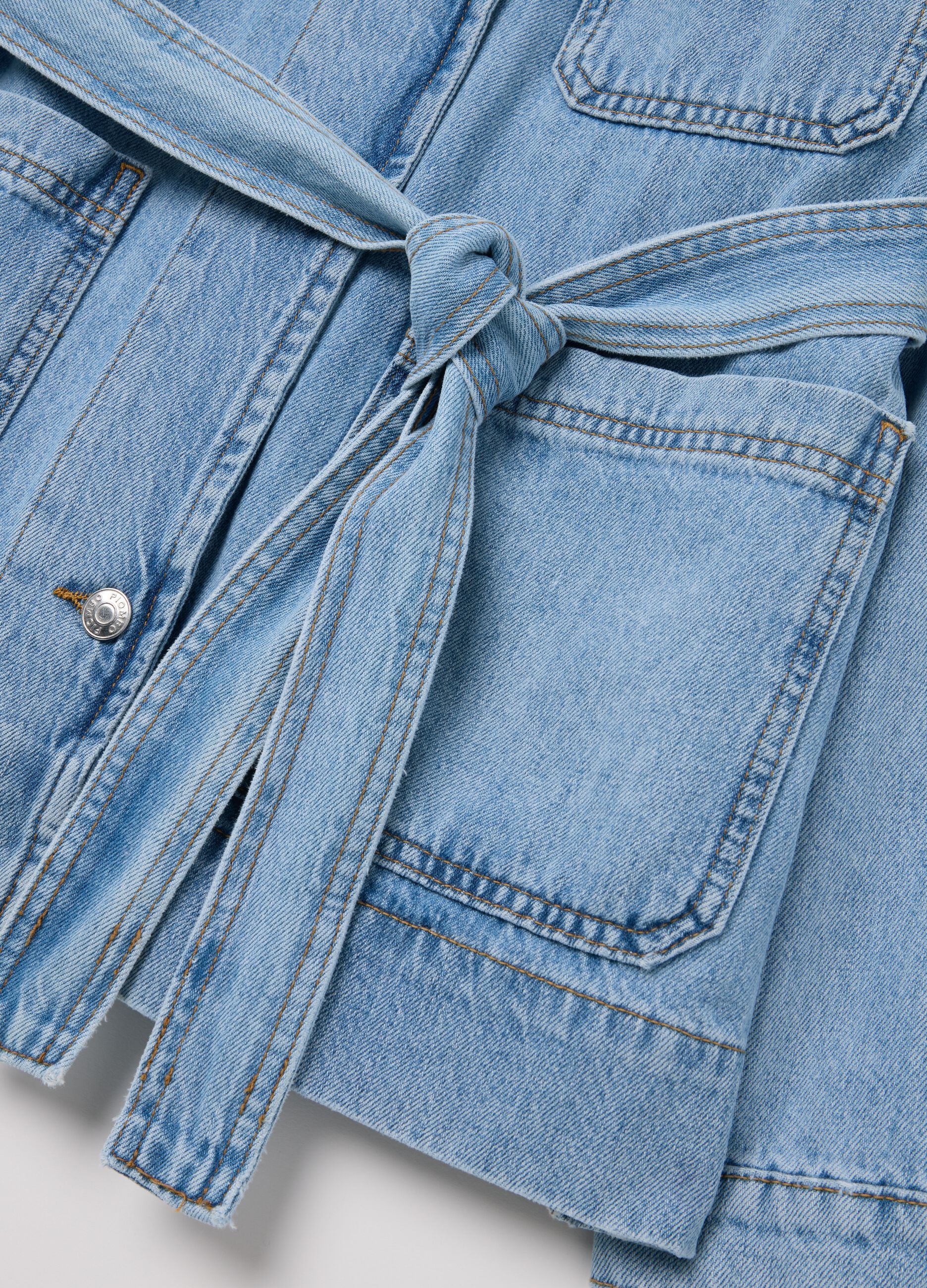 Denim shacket with belt