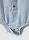 Blue striped pure cotton baby bodysuit with mandarin collar_3