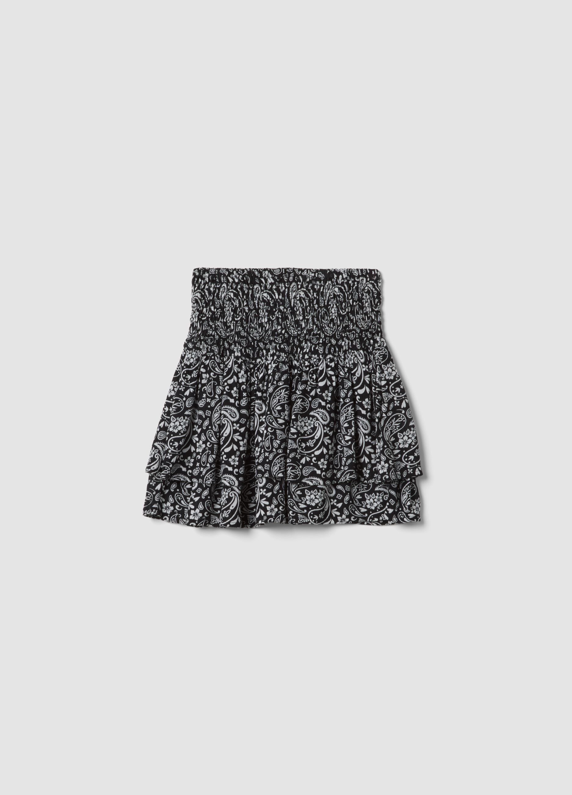 Girls&rsquo; multicolour pure-viscose mini skirt with paisley print