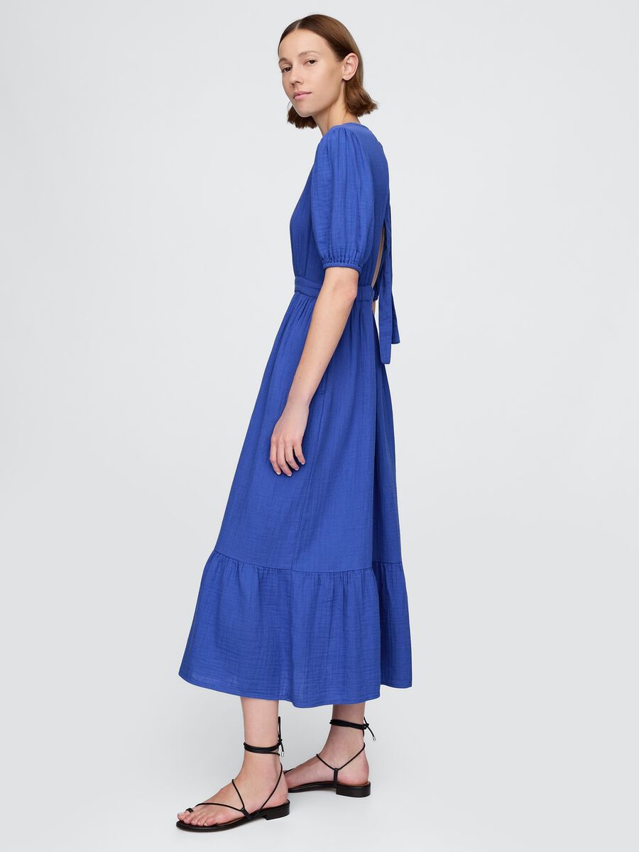 Abito midi blu a maniche corte_6