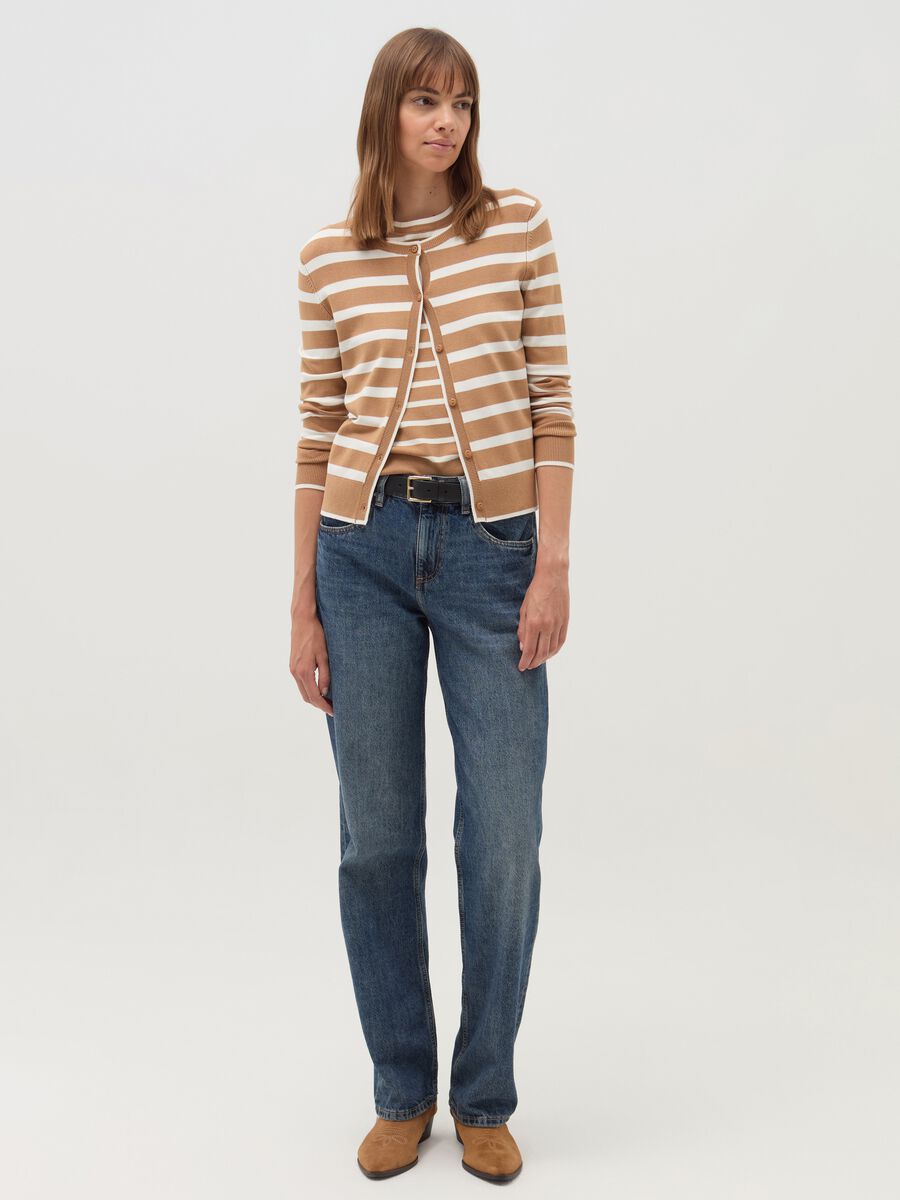 Striped cardigan with round neck_1