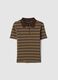 Brown striped stretch cotton polo_4