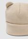 Beige knitted viscose-blend hat with ears_1