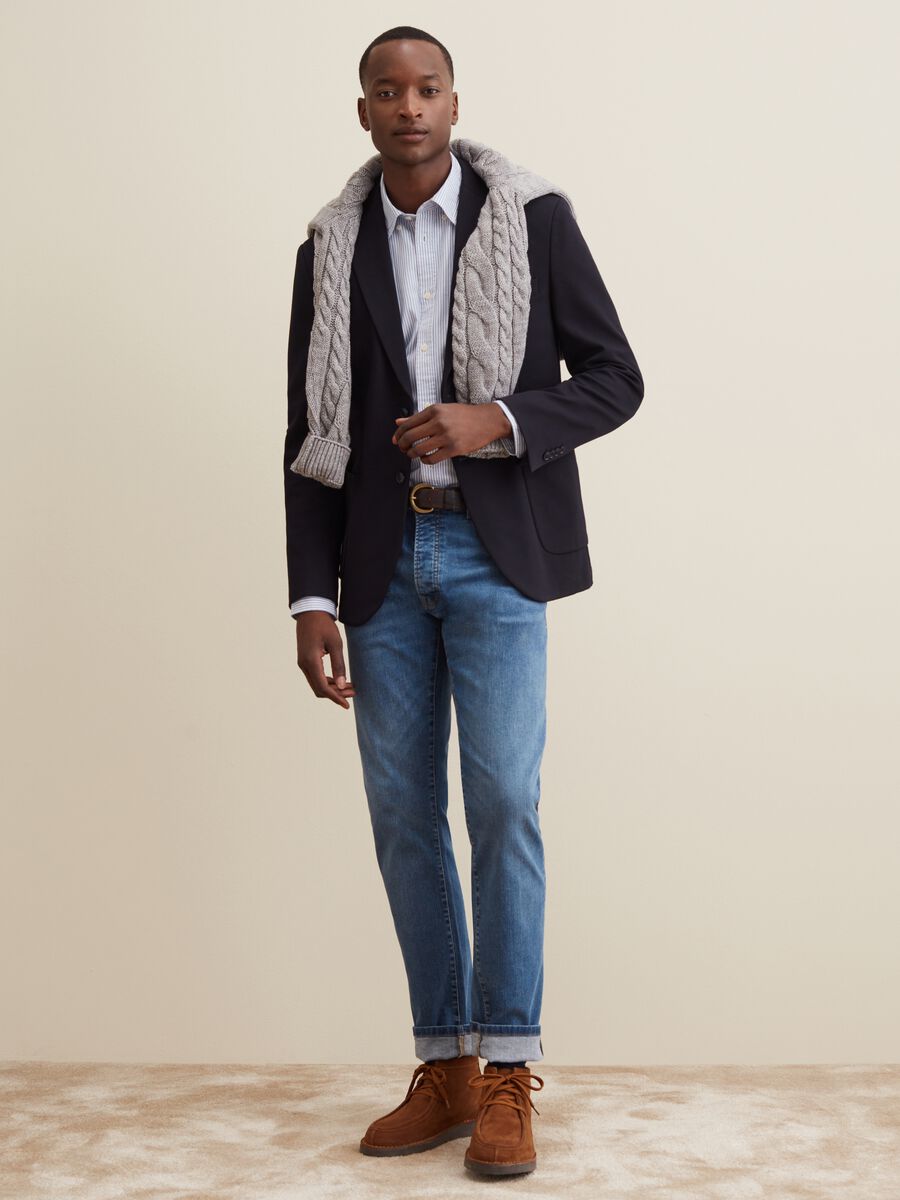 Blazer slim fit in piquet_0