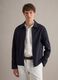 Blue regular fit cotton-linen blend jacket with zip_0