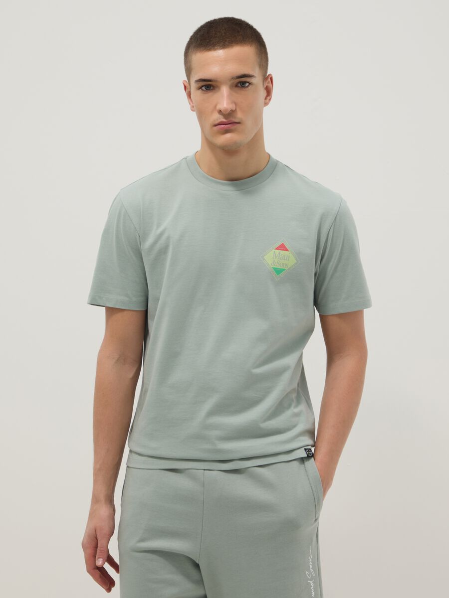 T-shirt verde a maniche corte in puro cotone_0