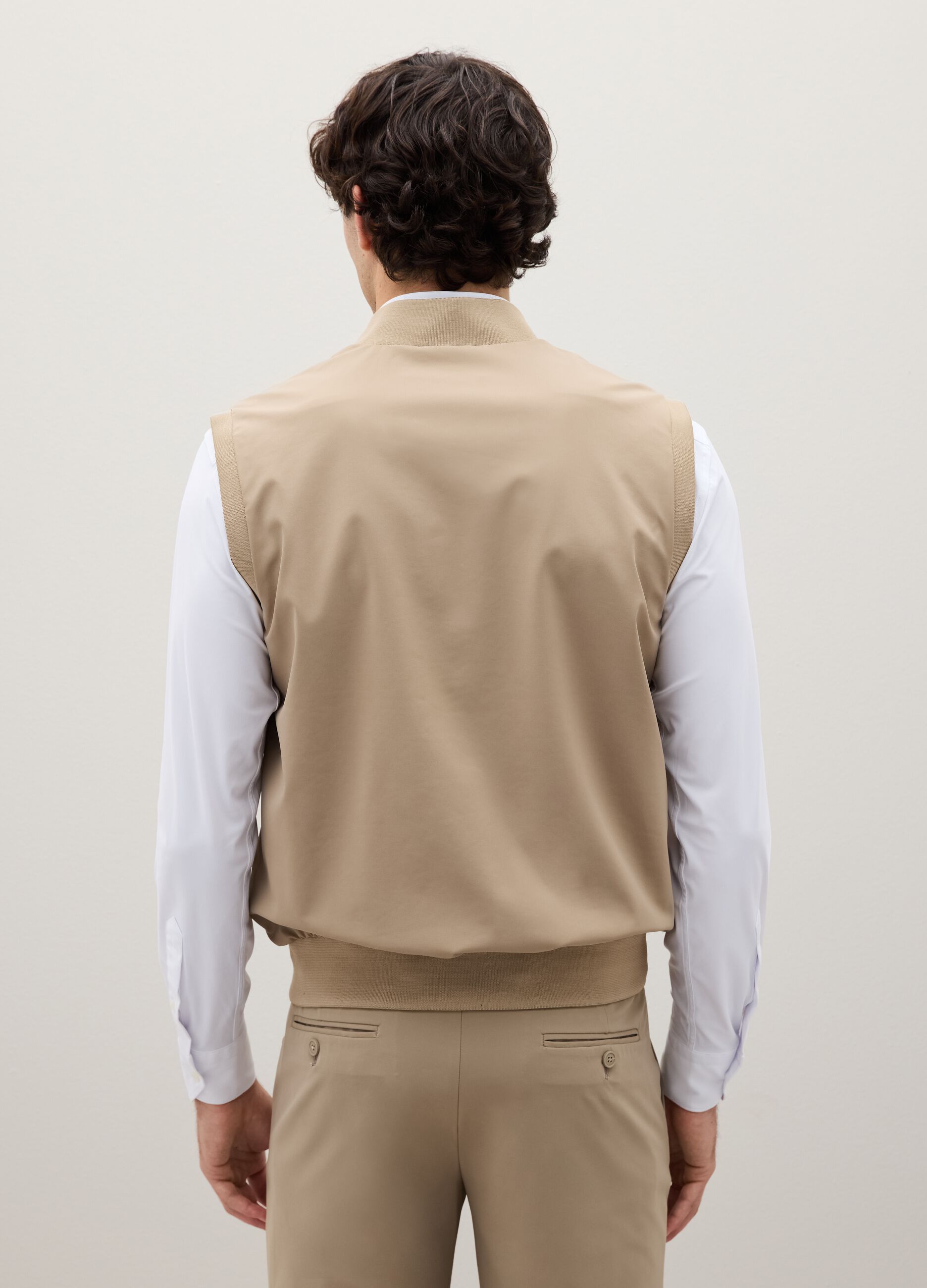 Beige Stretch Fabric Waistcoat