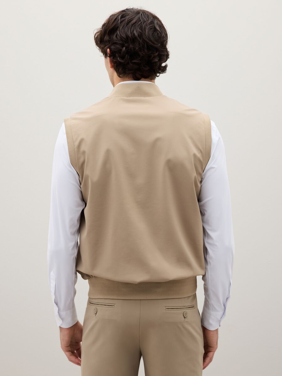 Beige Stretch Fabric Waistcoat_3
