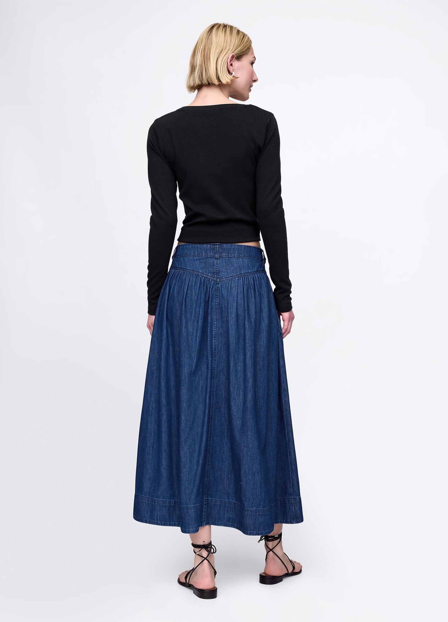 Gonna lunga in denim di cotone