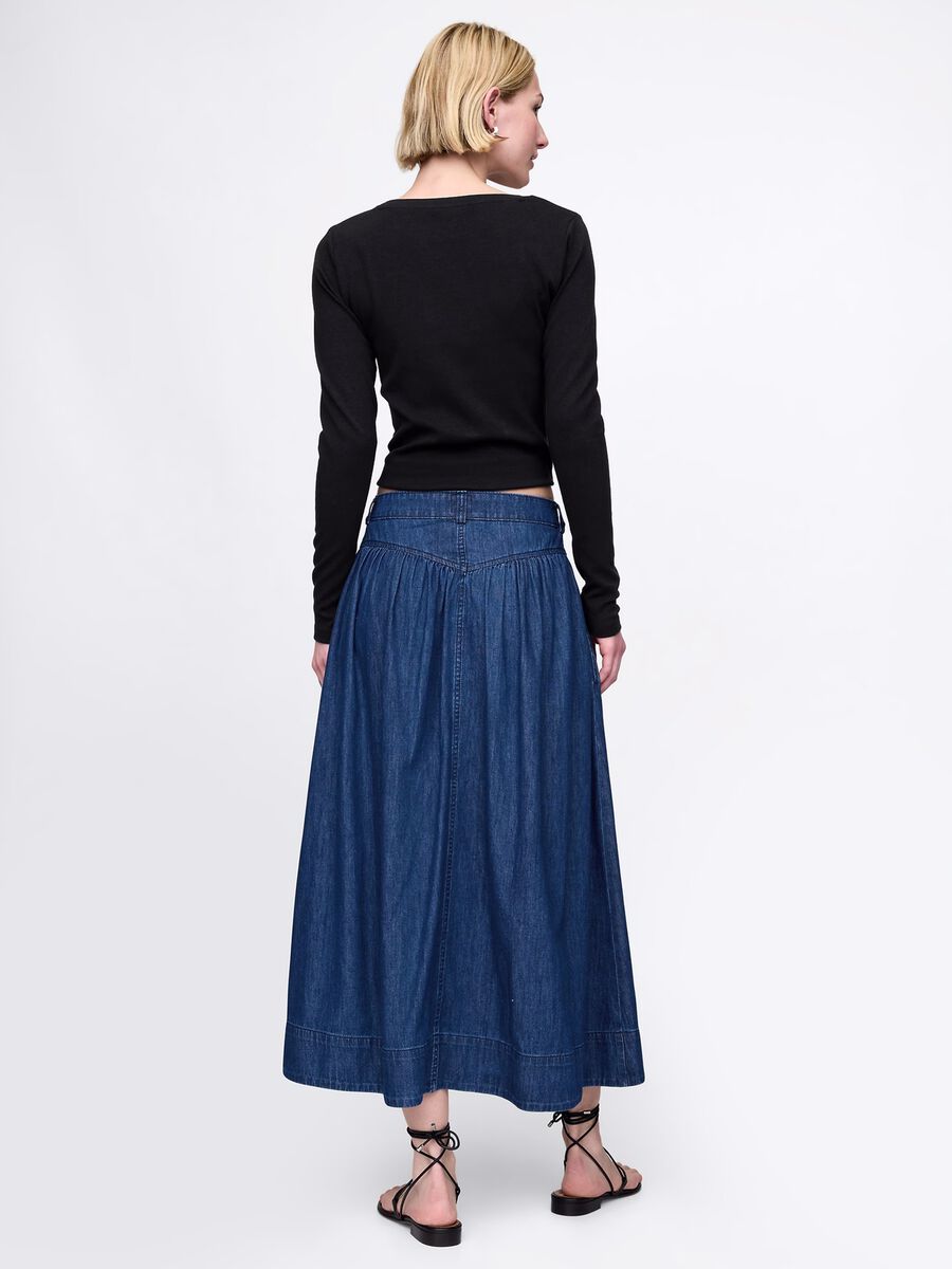 Gonna lunga in denim di cotone_2
