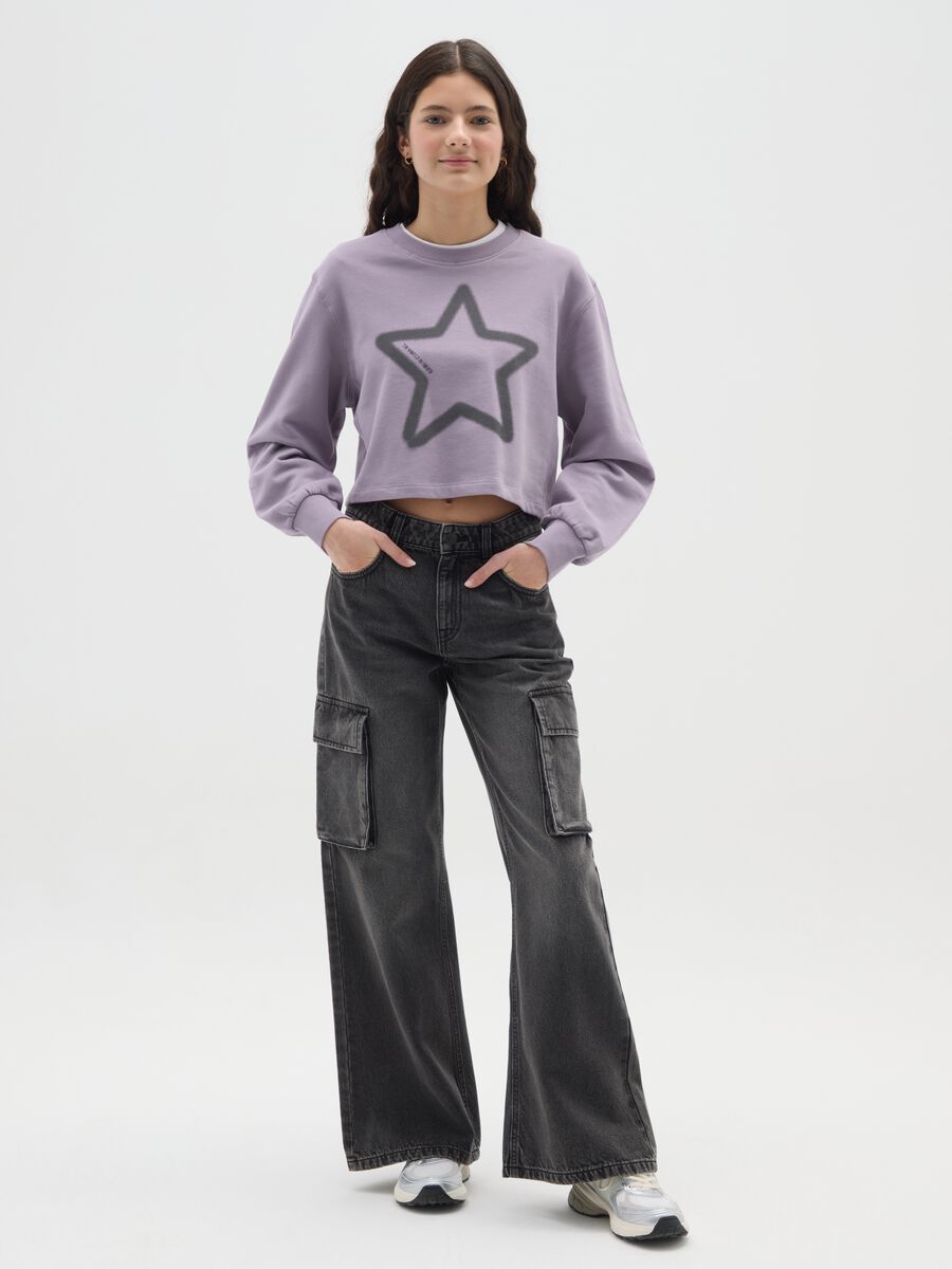 Girls' black pure cotton relaxed fit trousers_0