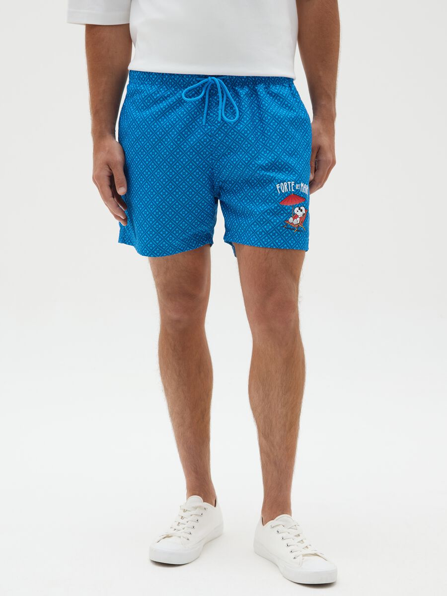 Men’s Blue Swimwear with Everlast Print_1