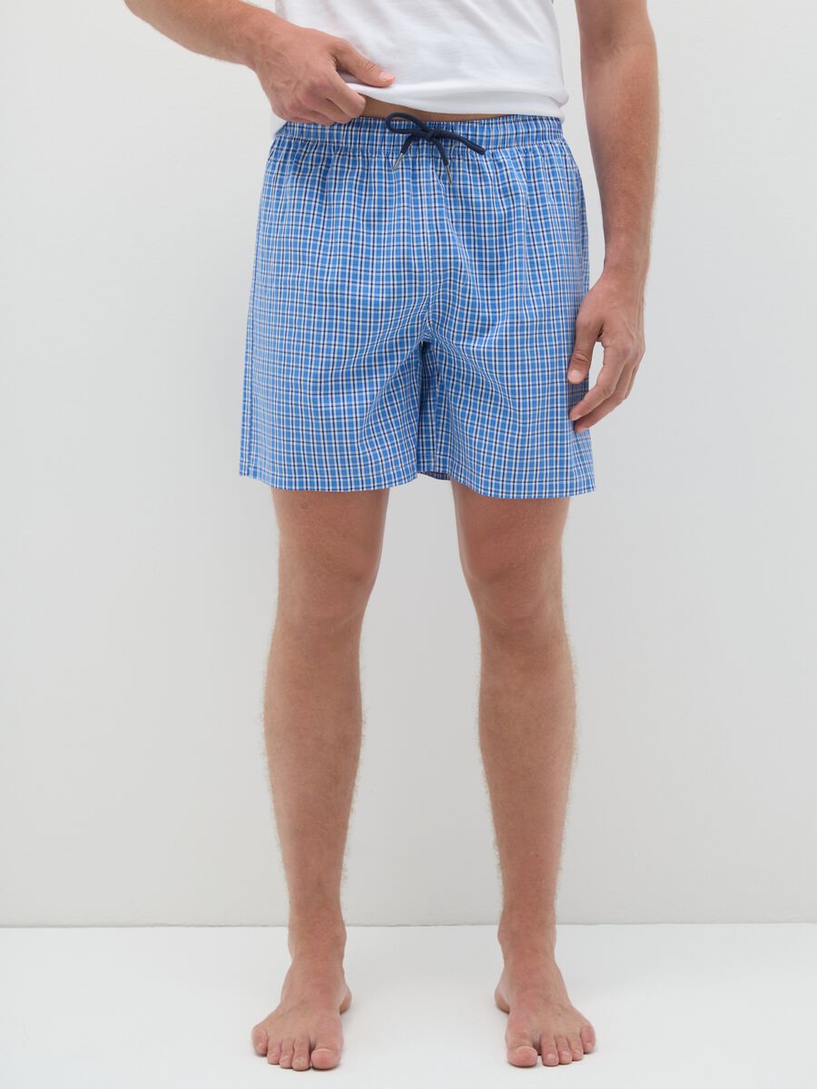 Men's multicolour pure cotton checkered regular fit shorts_1