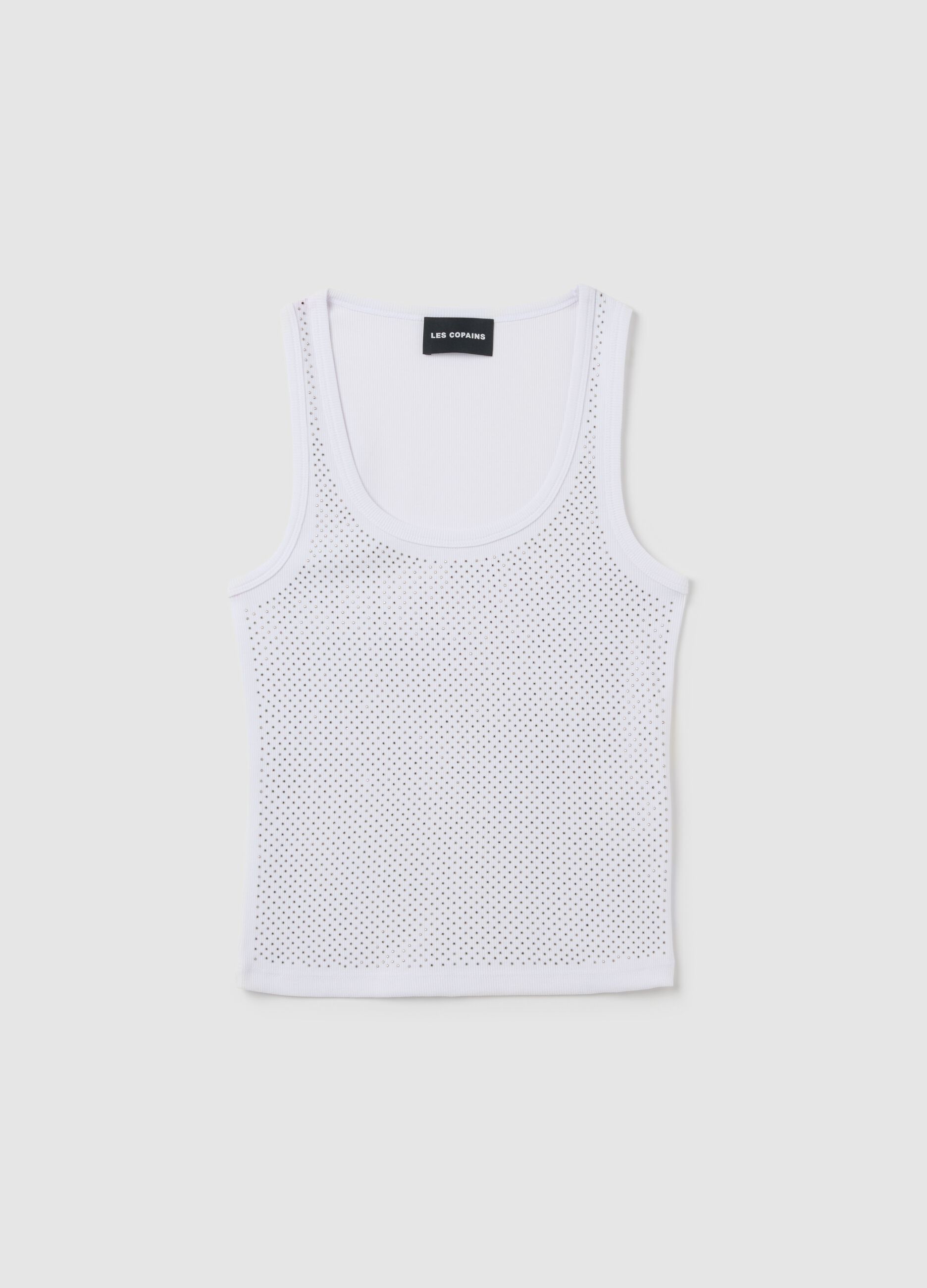Women's White Blend Fitted Tank Top