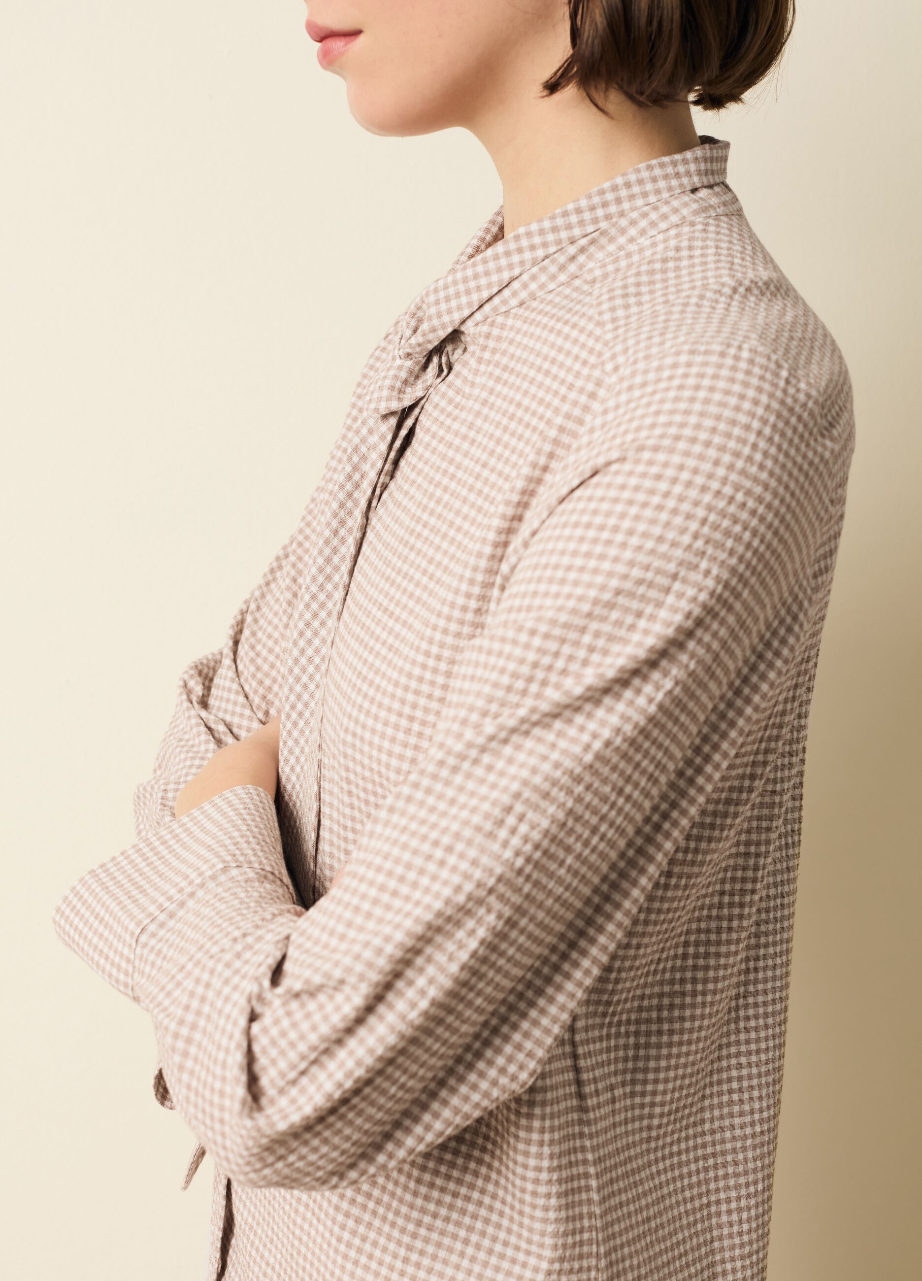 Check blouse with foulard